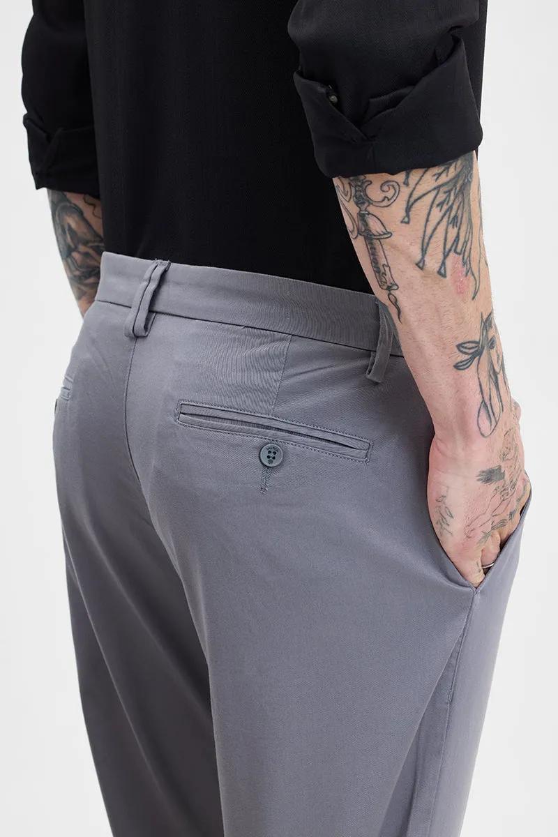 Grey Slim Fit Pleated Trousers