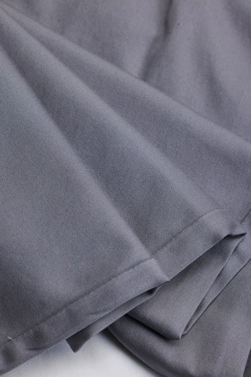 Grey Slim Fit Pleated Trousers