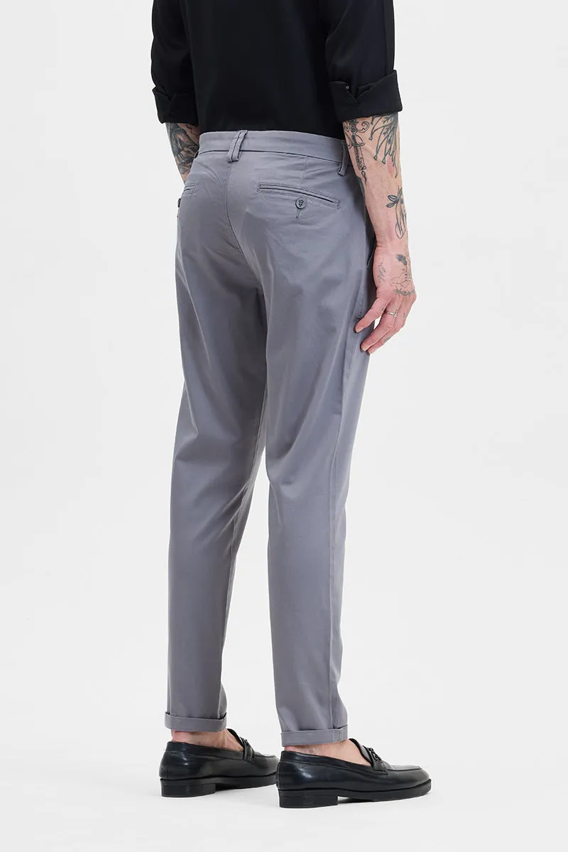 Grey Slim Fit Pleated Trousers