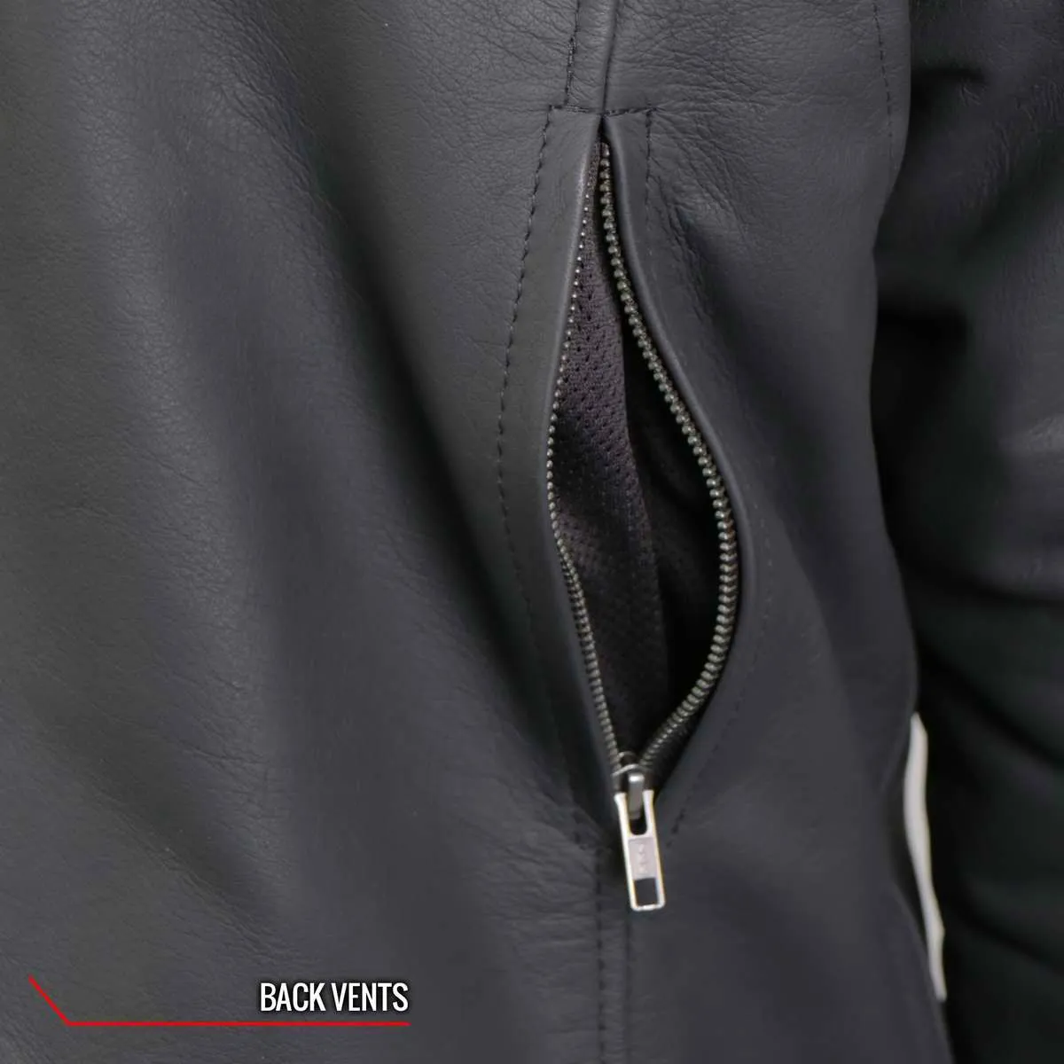 Hot Leathers JKM2002 Mens Black Reflective Skull' Printed Leather Jacket with Concealed Carry Pockets