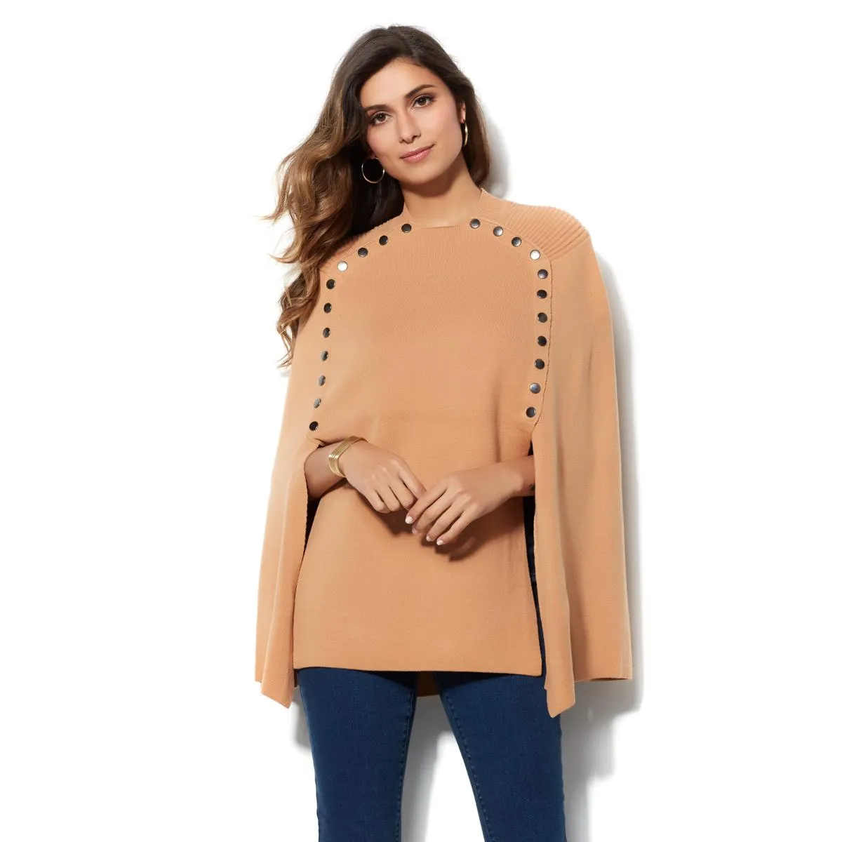 IMAN Runway Chic Luxurious Knit Draped Poncho