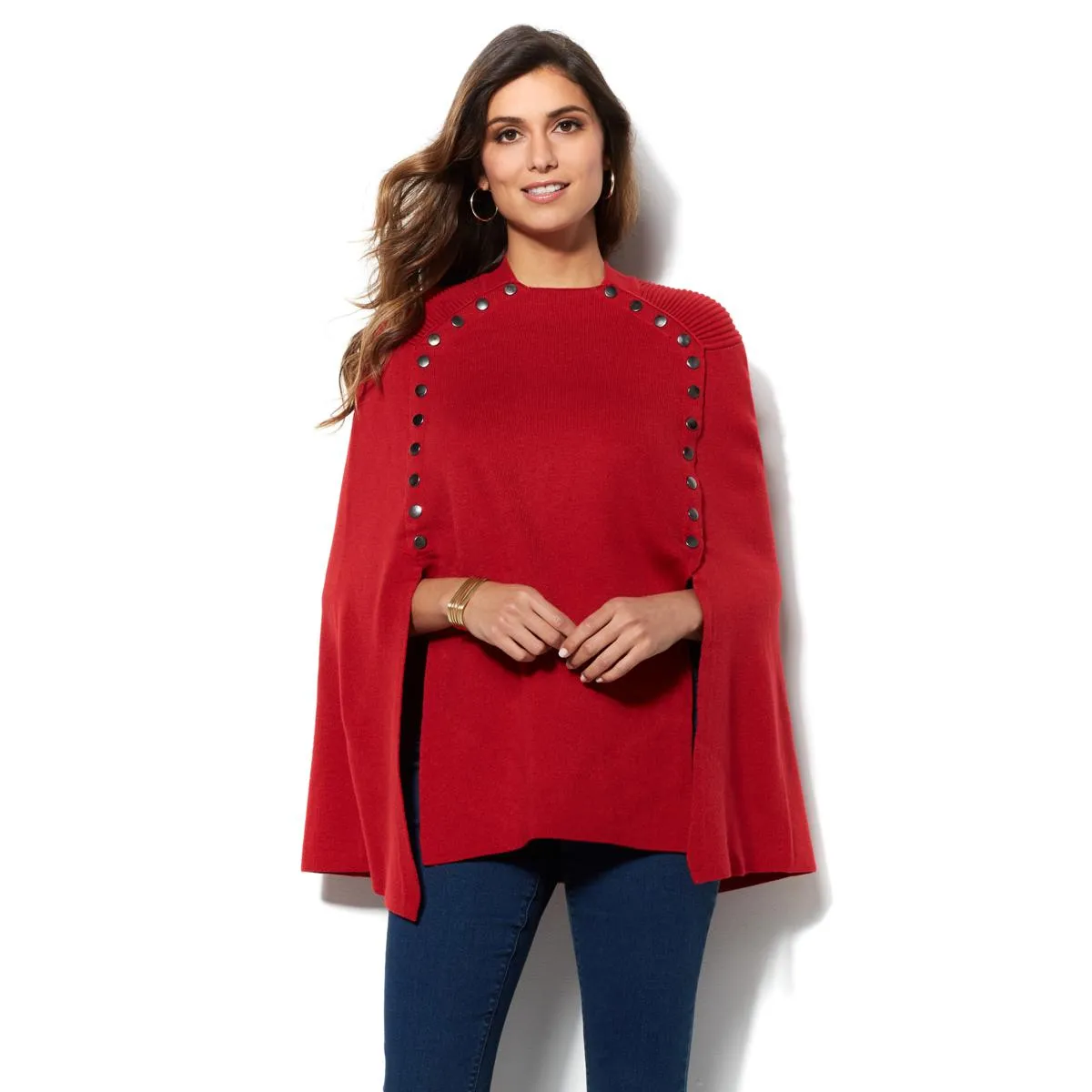 IMAN Runway Chic Luxurious Knit Draped Poncho