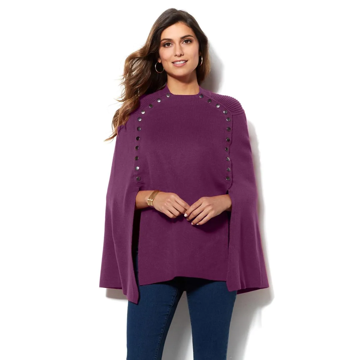 IMAN Runway Chic Luxurious Knit Draped Poncho