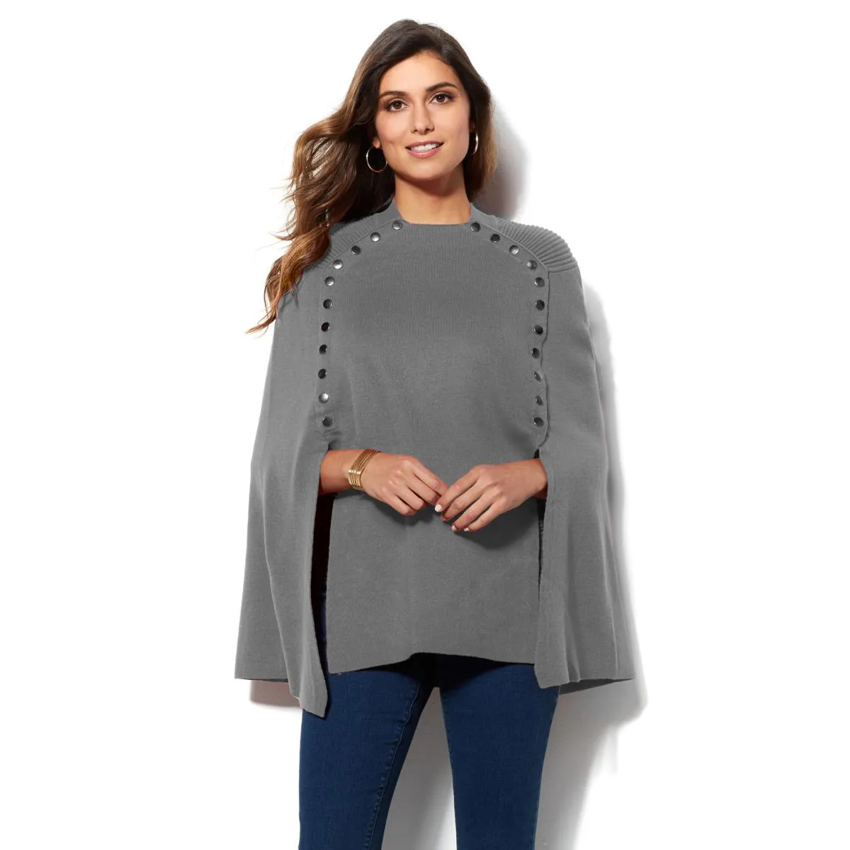 IMAN Runway Chic Luxurious Knit Draped Poncho
