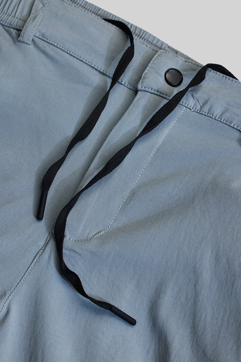 Light Blue Slim Fit Stretchable Trousers
