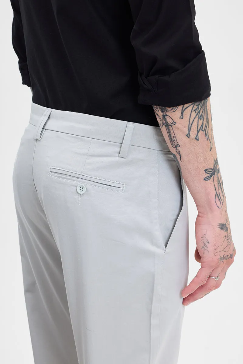 Light Grey Slim Fit Pleated Trousers