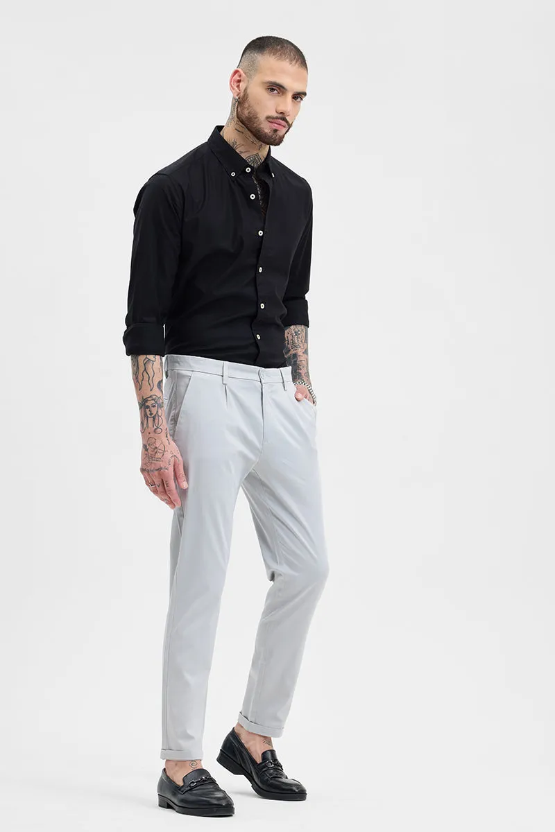 Light Grey Slim Fit Pleated Trousers