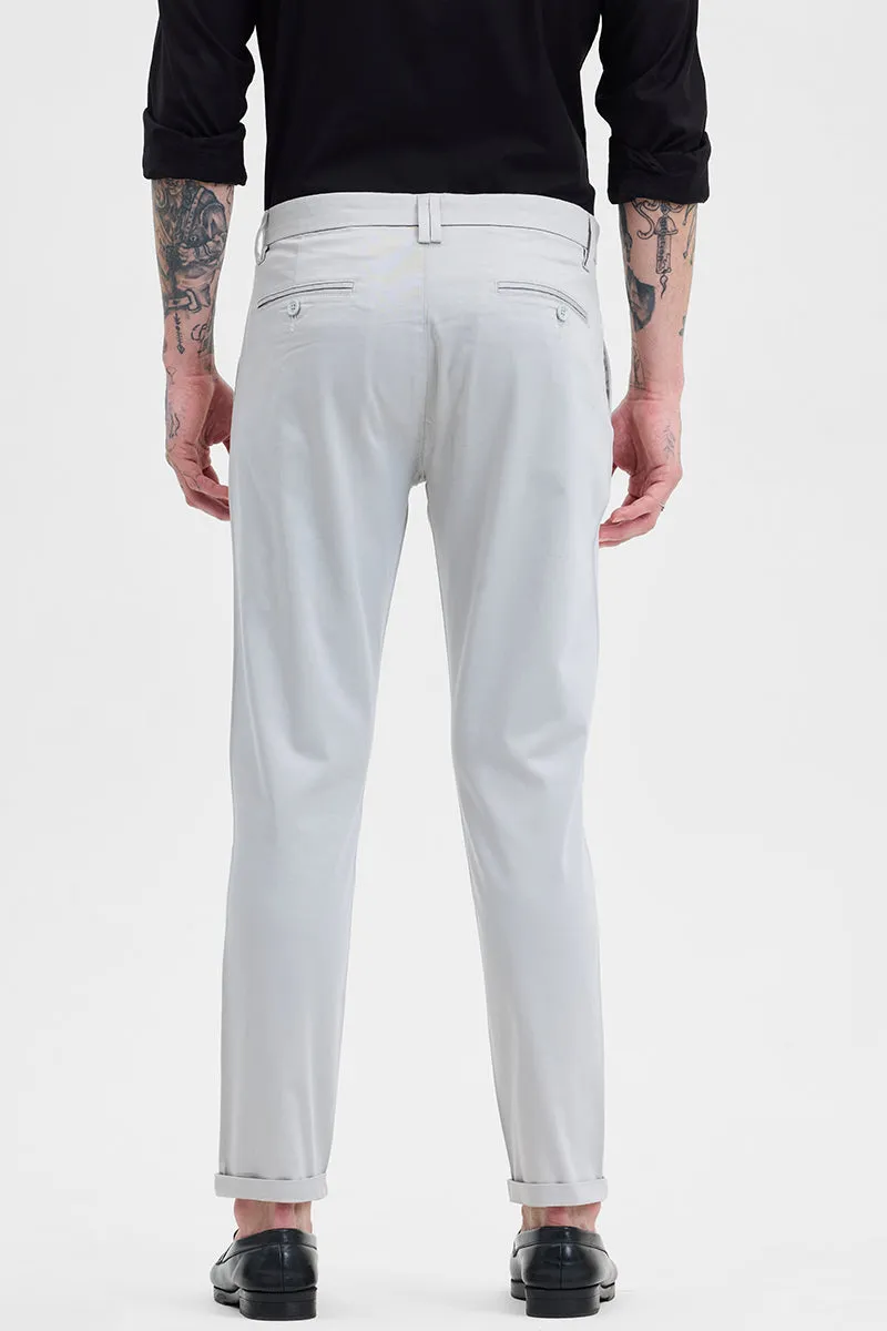 Light Grey Slim Fit Pleated Trousers
