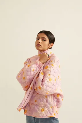 Lilac Floral Print Quilted Jacket