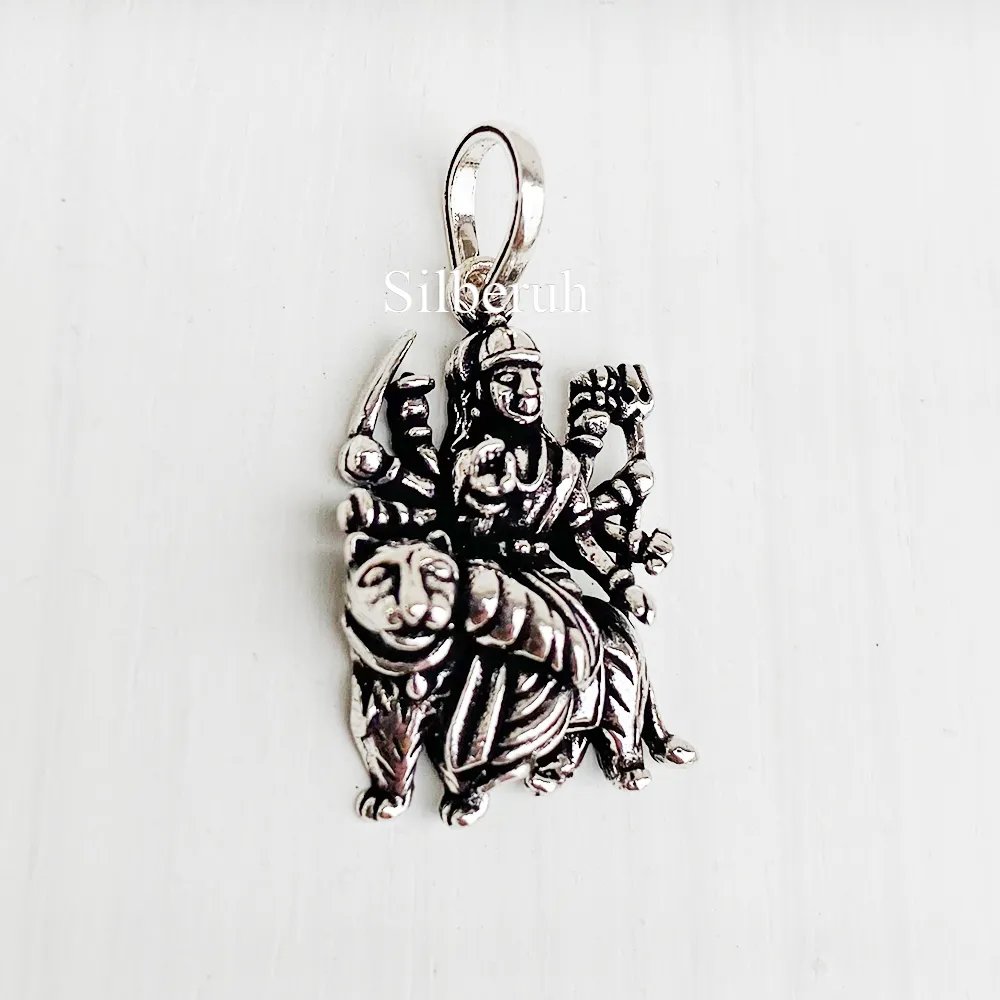 Ma Durga Silver Pendant