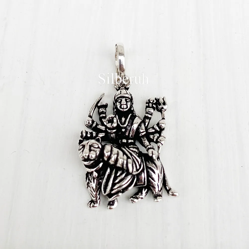 Ma Durga Silver Pendant