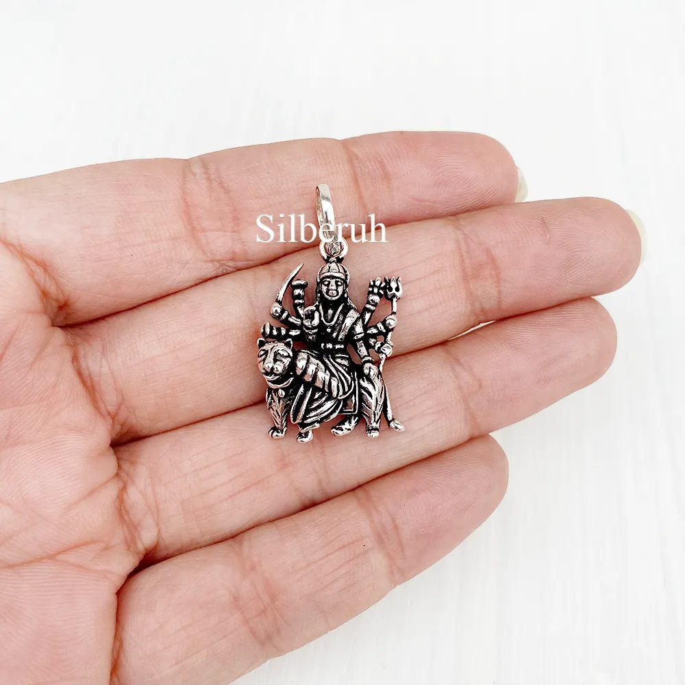 Ma Durga Silver Pendant