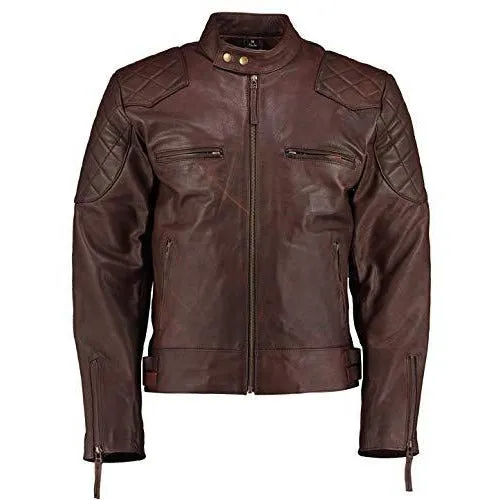Mens David Beckham Stannard Vintage Brown Leather Jacket