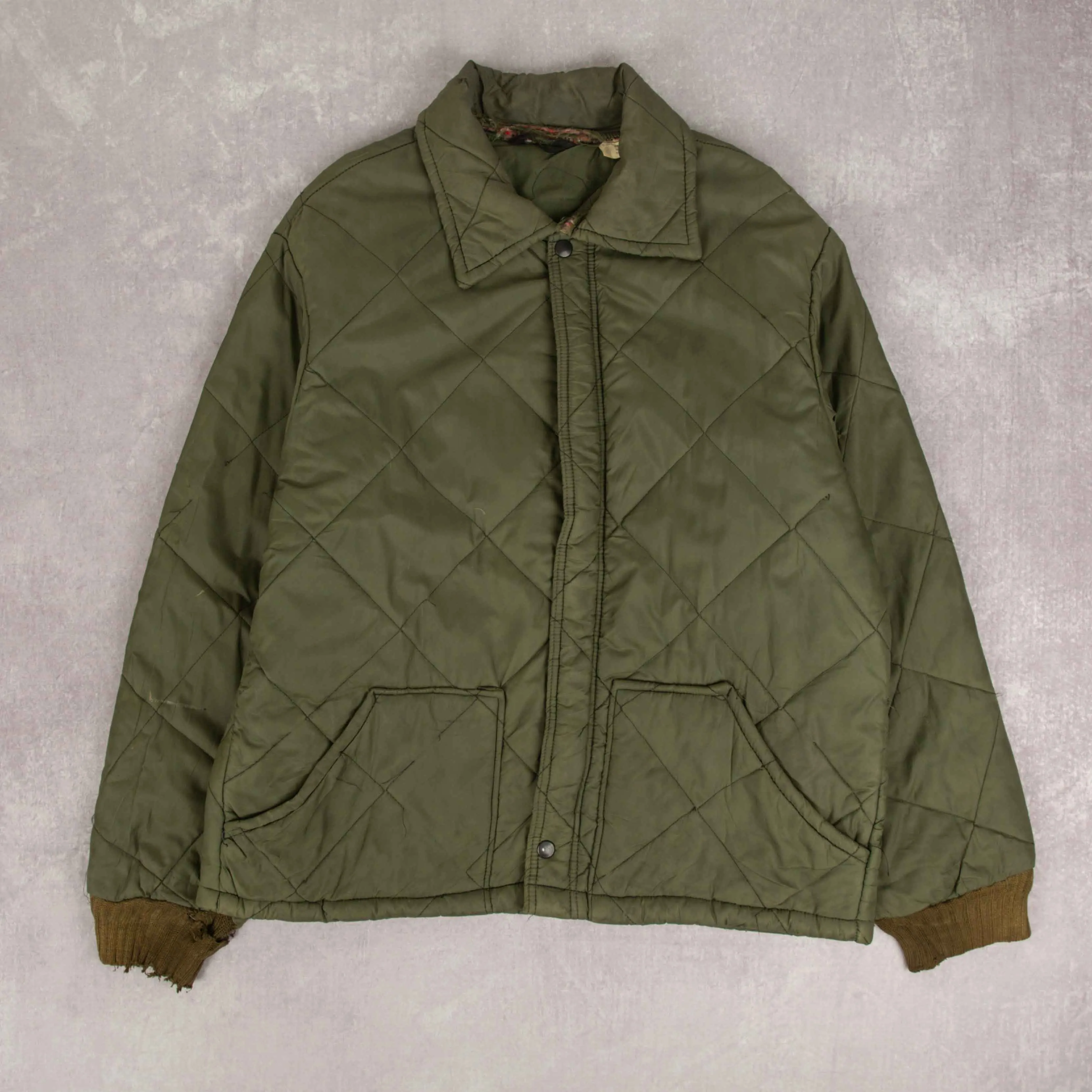 MEN'S VINTAGE 1970S QUILTED WORKWEAR JACKET - LARGE