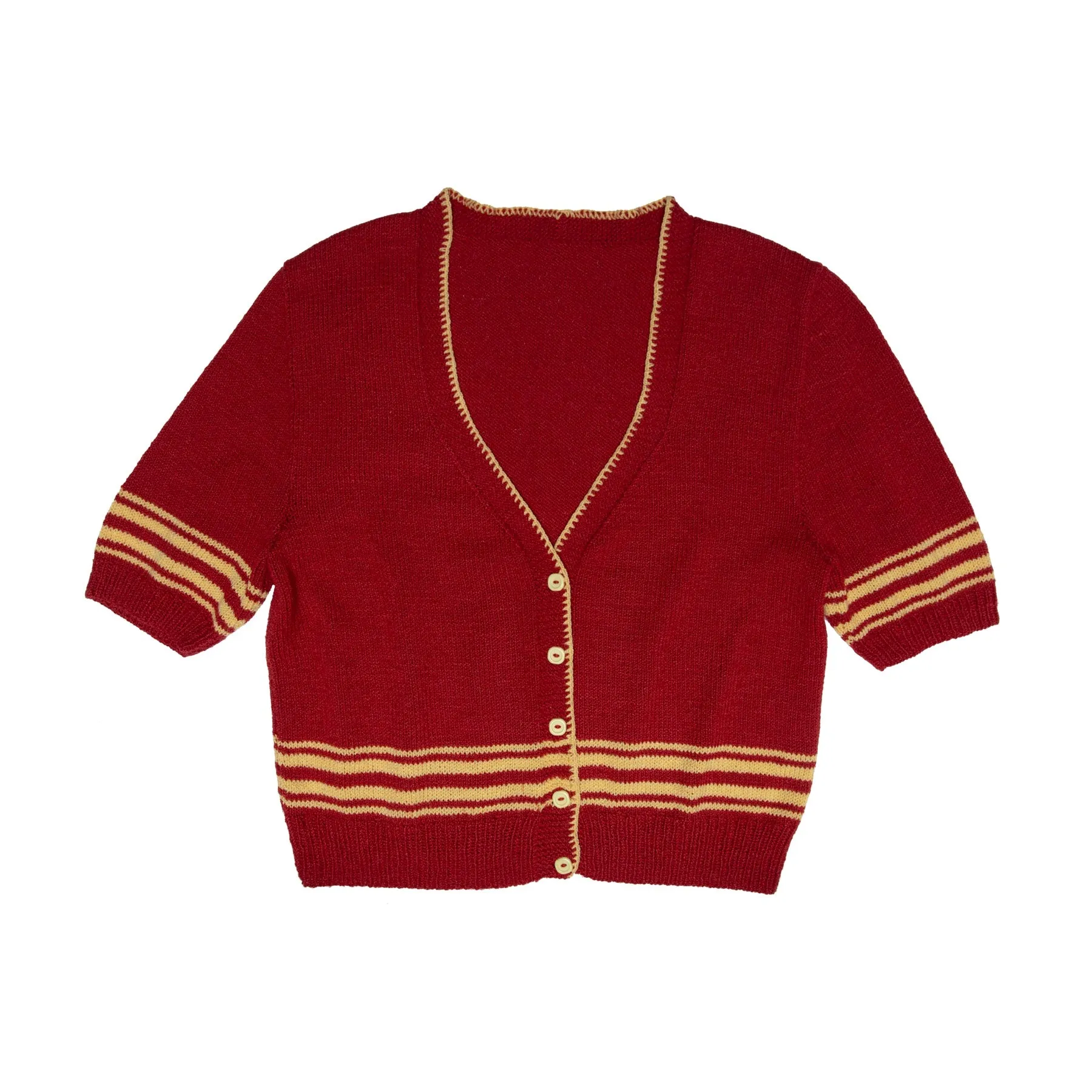 Mid-Century Collegiate Intarsia Whipstitch Cropped Cardigan