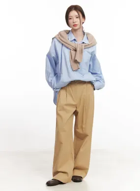 Pintuck Cotton Tailored Trousers CA502
