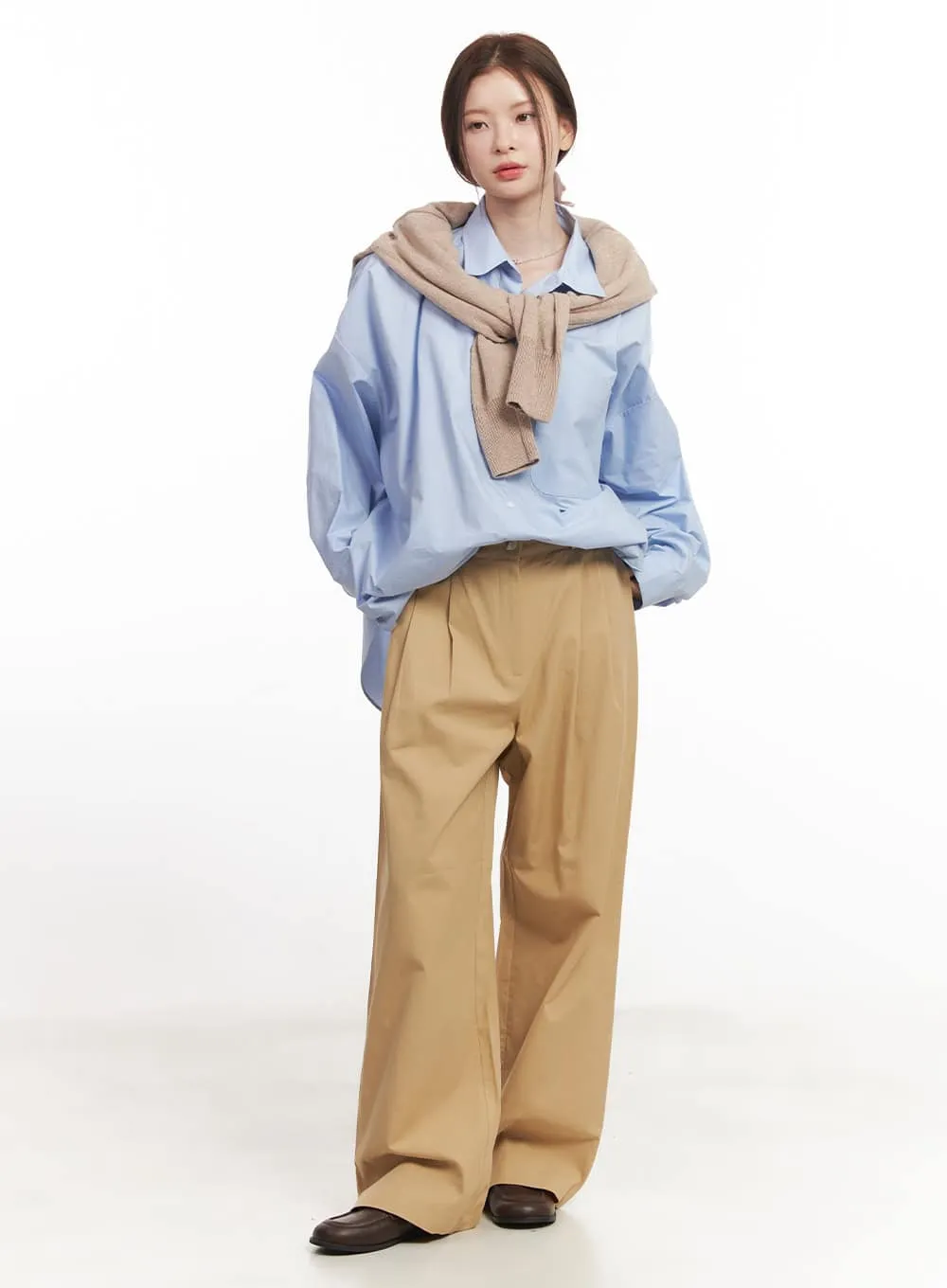 Pintuck Cotton Tailored Trousers CA502