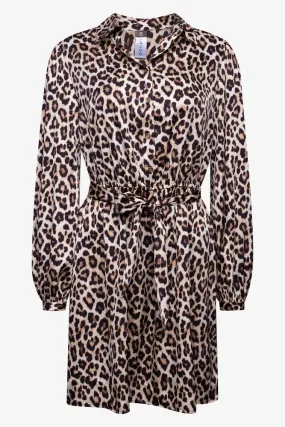 Satin Shirt Dress Leopard