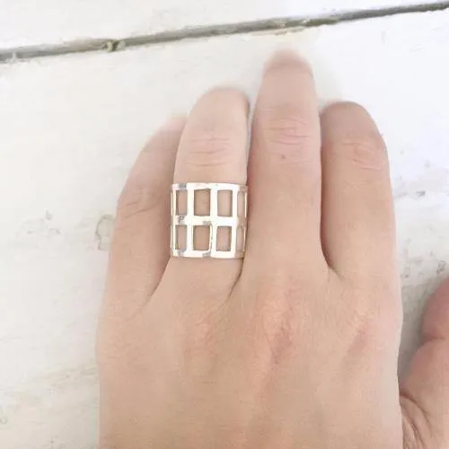 Silver Cage Ring