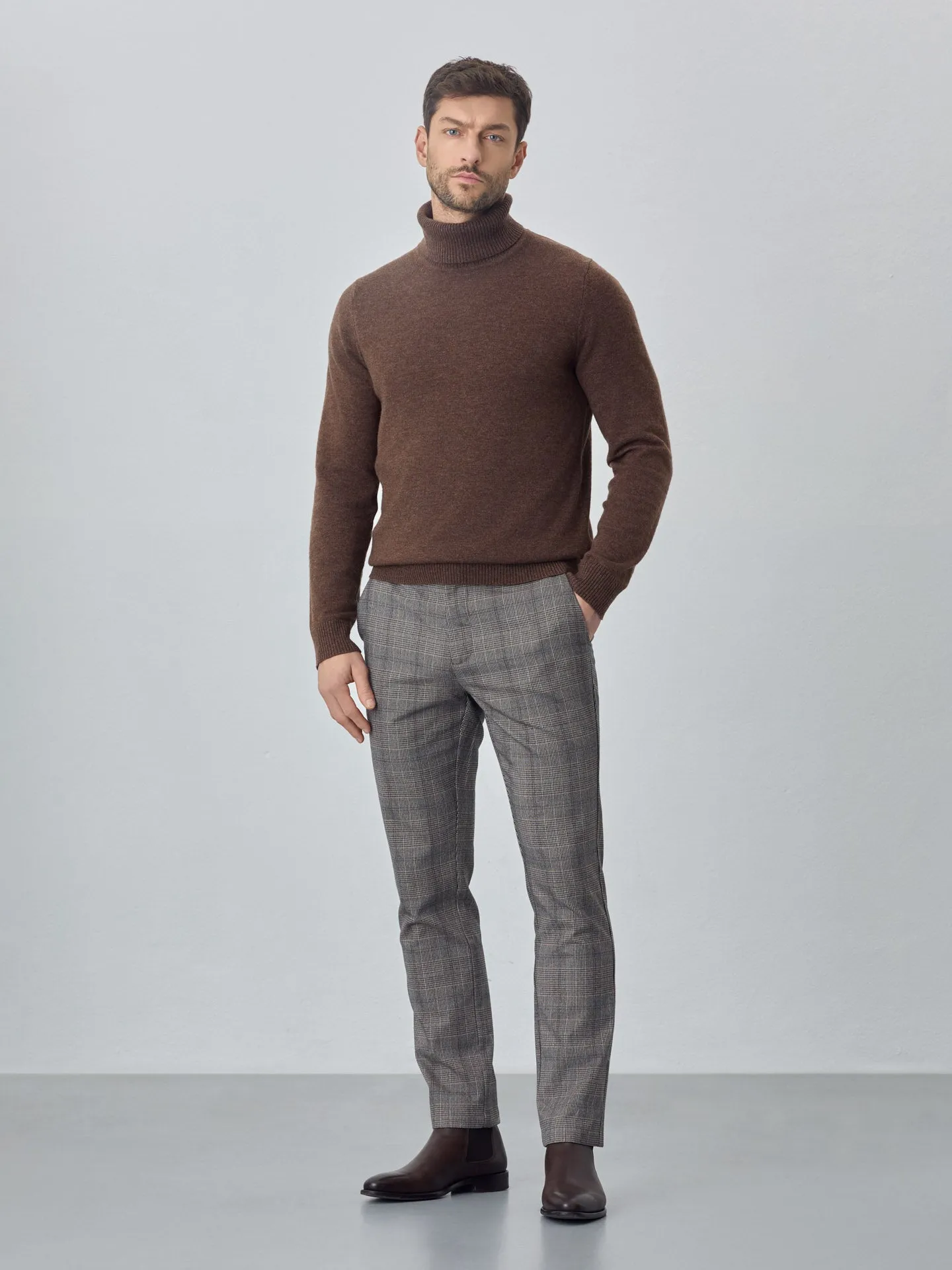 Slim fit checks chino trousers