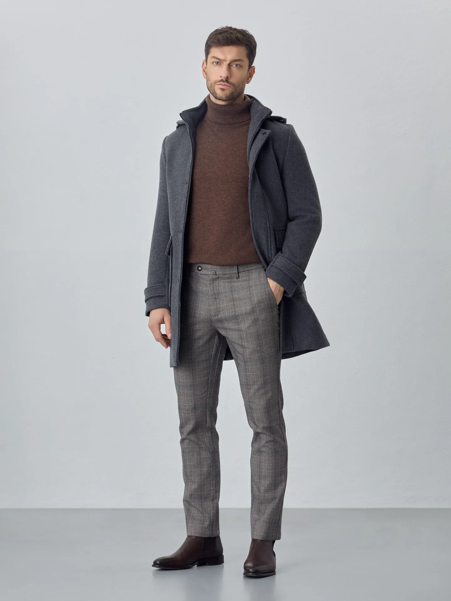 Slim fit checks chino trousers
