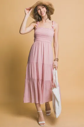 Smocked bodice maxi dress