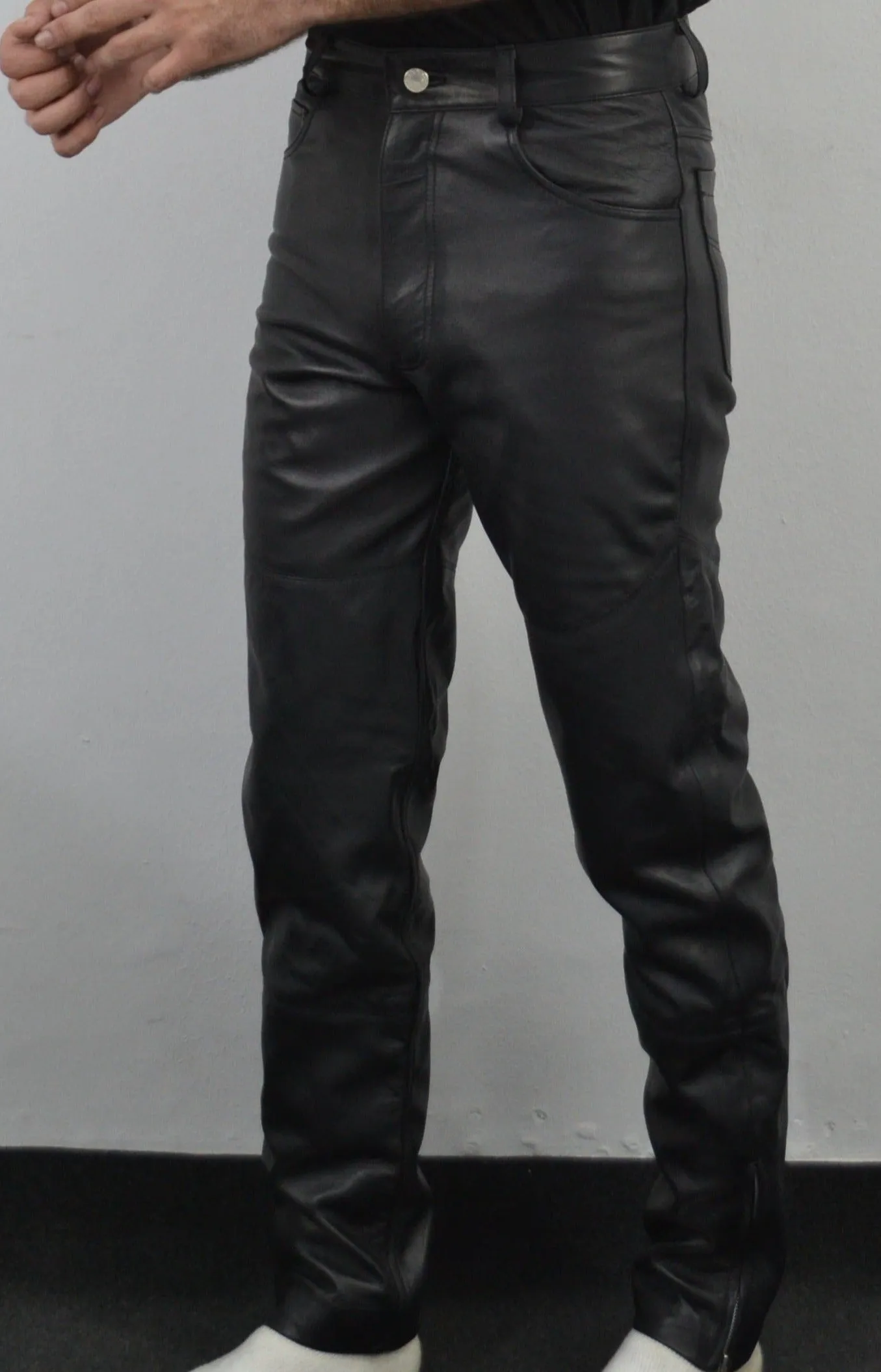 Terminator 2 Arnold Black Costume Straight Leather Pant