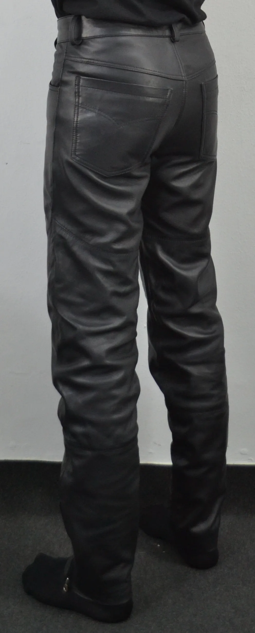 Terminator 2 Arnold Black Costume Straight Leather Pant