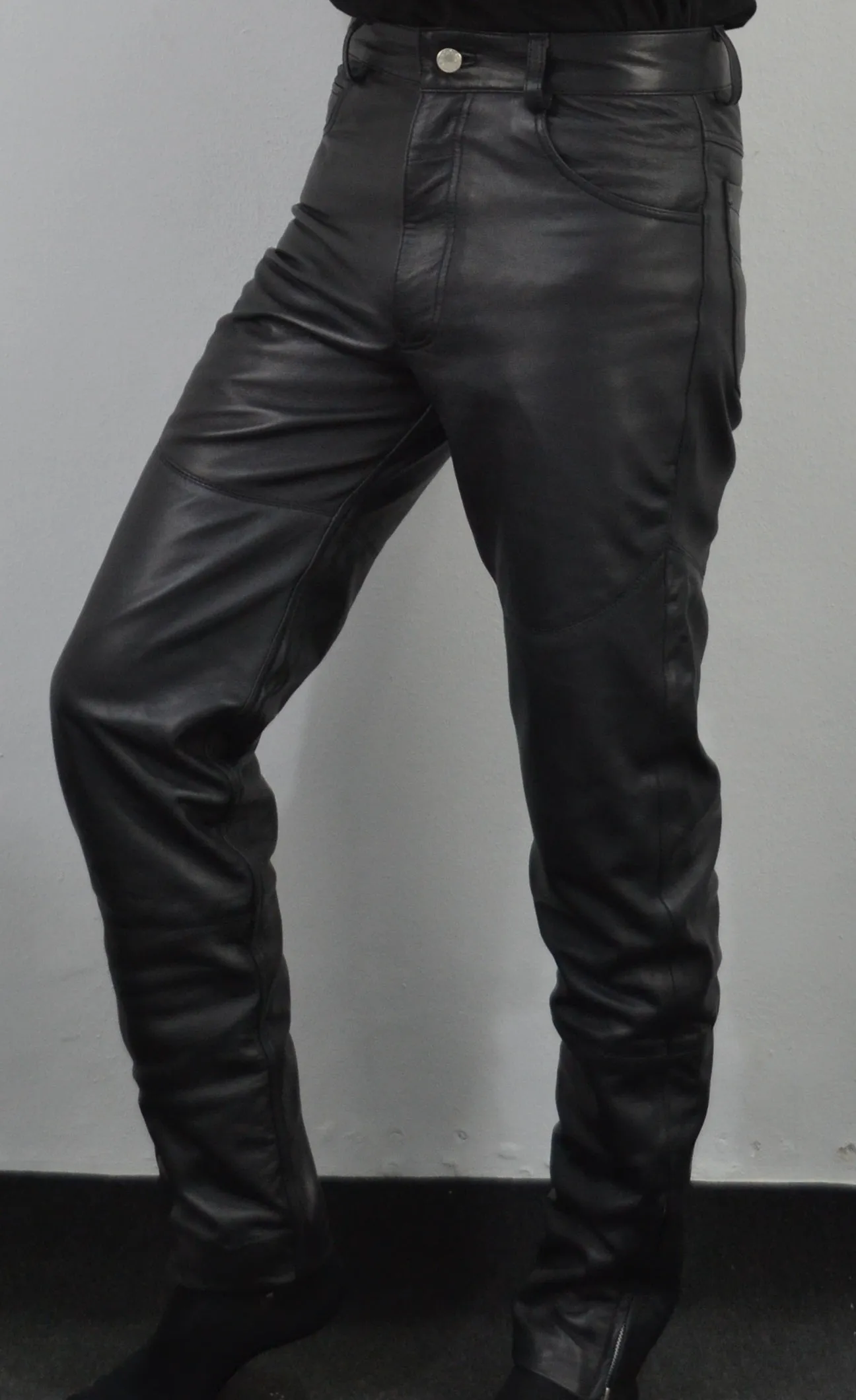 Terminator 2 Arnold Black Costume Straight Leather Pant