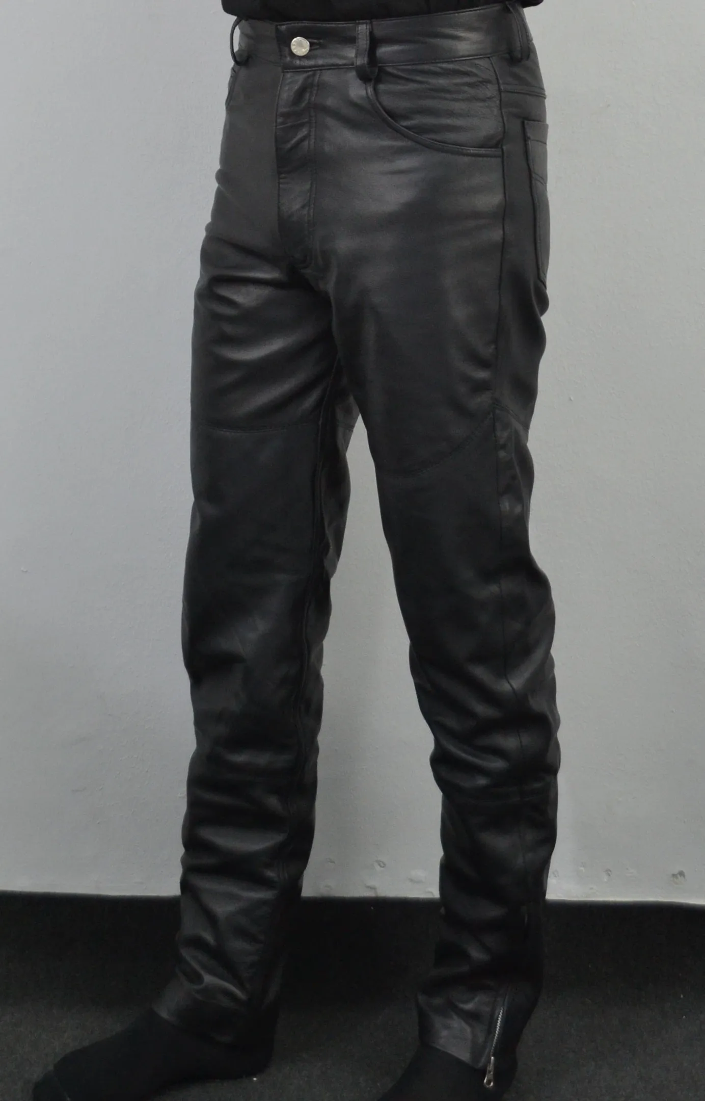 Terminator 2 Arnold Black Costume Straight Leather Pant