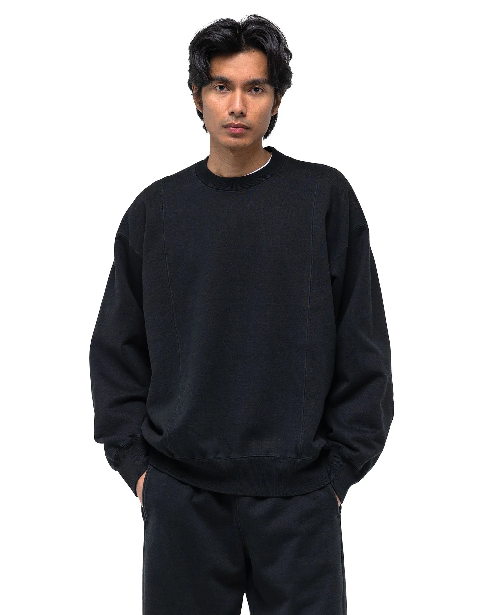 Untwisted Yarn Fade Sweat Ls Black