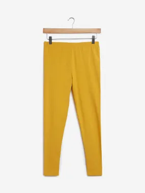 Utsa Mustard Cotton-Blend Leggings